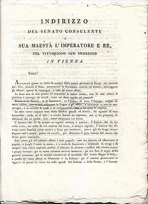 J842-NAPOLEONE A VIENNE 1809 LETTERA SENATO DEL REGNO D'ITALIA E RISPOSTA - Immagine 1 di 3
