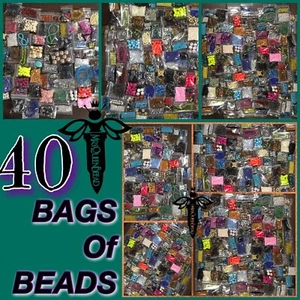 ✨BEADS✨40 Bags Of Loose Mixed Glass Acrylic Metal Lot + Strands 🖤 Random - Picture 1 of 12
