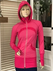 Chaqueta con Capucha con Capucha LULULEMON Mujer Rosa Firma Completa Cremallera Talla 4 - Imagen 1 de 13