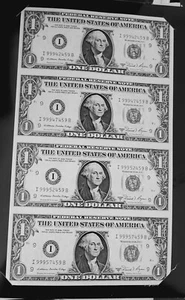 Bureau of Engraving and Printing UNCUT SHEET OF (4) 1981 ONE DOLLAR BILLS - Picture 1 of 2
