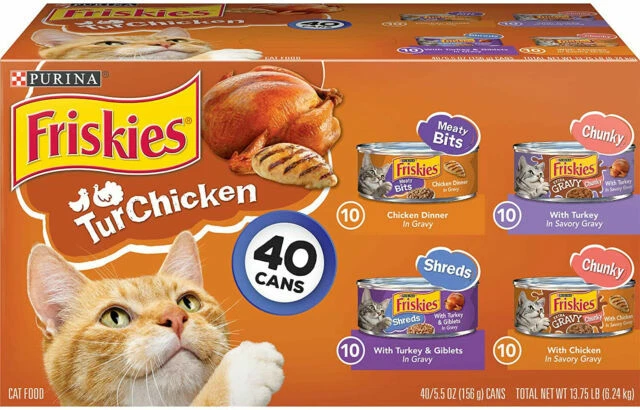 Purina Friskies 5.5 oz Canned Wet Cat Food - Chicken and Turkey Variety Pack, 40 Count