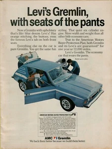 1972 American Motors AMC Gremlin X Blue Denim Levi's Orange VINTAGE PRINT AD - Picture 1 of 2