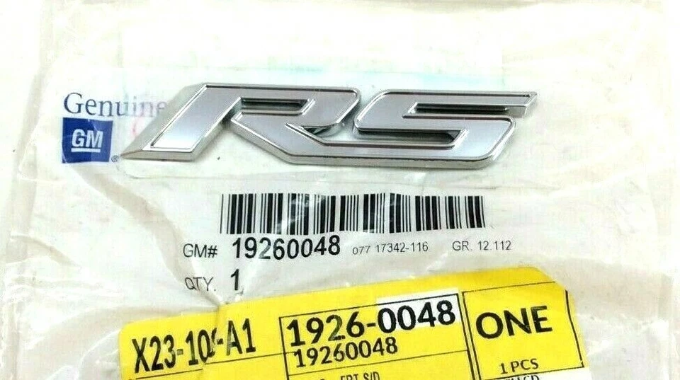 Chevrolet Cruze 2011 2012 puerta delantera inferior cromada placa de identificación RS emblema insignia OEM Foto 1 de 4