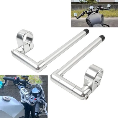 41MM Cafe Racer Bars  7/8"  Motor Universal Clip-On Handlebar Fork Tube Silver - Image 1 of 4