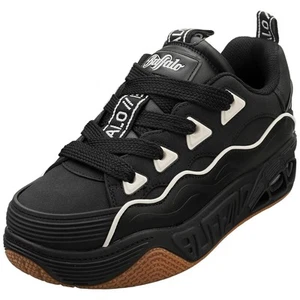 Buffalo Hero Skate Vegan Womens Platform Trainers in Black White - 6.5 UK - Picture 1 of 8