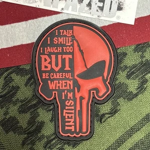 PvC 3D Punisher: Be Careful… Red Morale Tactical Hook & Loop Patch High Quality - Picture 1 of 5