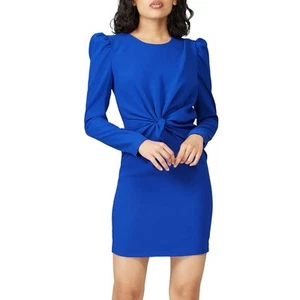 Pinko Blue Twist Sheath Dress Size 4 Career Polished Long Sleeve Designer $375 - Picture 1 of 9