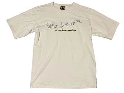 Camisa de Colección Drunknmunky Para Hombres Grande Blanca Esqueleto Mono Gráfico Camiseta Años 2000 Y2K Foto 1 de 4