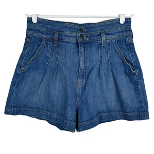 Women's Veronica Beard Jaylen Denim Shorts High Rise Pleated Wide Waistband 30 - Picture 1 of 5