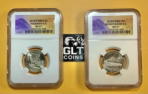 2010-P America the Beautiful 2 Quarter Set (Mount Hood, Yosemite) NGC MS67 - Picture 1 of 6