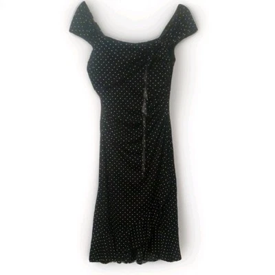 Vestido Vintage My Michelle Blanco y Negro Lunares Talla Mediana Hecho en EE. UU. Foto 1 de 4