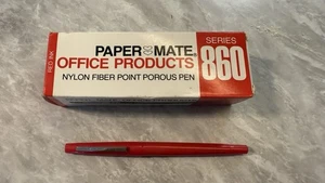 VINTAGE 1981 PAPERMATE 860 Red NYLON FIBER POINT POROUS PEN MADE IN USA  11 Pens - Picture 1 of 7