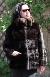 Mink Jacket Zobel Mink fur Jacket Saga Mink Full Fur Across fur Coat Dark Braun - Picture 1 of 9