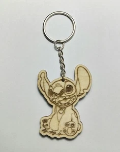 Stitch Keyring Keychain Handmade Wooden Laser Engraved  Lilo & Stitch - Picture 1 of 1