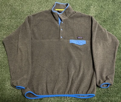 Patagonia Synchilla Lightweight Snap Fleece Pullover (Grey & Blue) Men's XL - Image 1 of 4