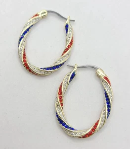 Neue Danbury Mint July Holiday Creolen - Kristalle, blau & weiß - Bild 1 von 5