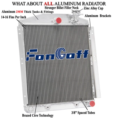 4-Row Radiator For 1948-54 Chevrolet Truck 3.8L 4.3L GMC Truck 3.7L 4.1L l6 AT - Image 1 of 4