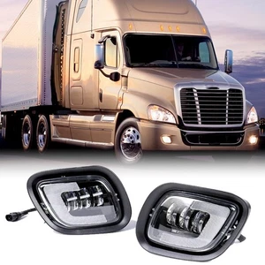 Fit For 08-17 Freightliner Cascadia LH+RH LED Fog Lamp Lights White Color DRL - Picture 1 of 18