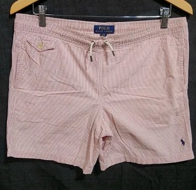 POLO RALPH LAUREN Boy Pink Striped Stretch Classic Fit Seer Sucker Shorts L14/16 - Image 1 of 4