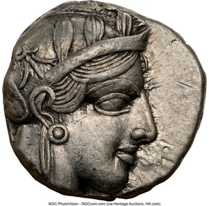 440-404 v. Chr. Attika Athen EULE AR Tetradrachme NGC XF 4/5 4/5 antike griechische Münze - Bild 1 von 7