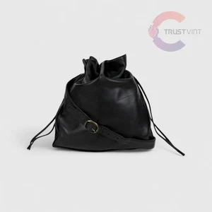 Loewe Flamenco Drawstring Shoulder Bag Black Nappa Leather Luxury Handbag - Picture 1 of 7