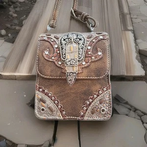 Womens Western Design Purse/crossbody Bag Expandable 8 Slots-cards - Picture 1 of 13