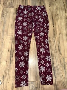 One Step Up Girls Snowflake Maroon Purple Ankle Leggings 14/16 L - Picture 1 of 1