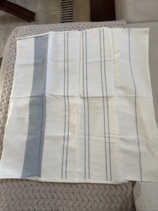 West Elm Hanf Baumwolle Gelassene Streifen Bettdecke Euro Sham Ungefärbt Natur/Blau - Bild 1 von 6