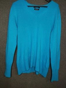 Apt. 9 Cashmere V-neck Turquoise Sweater Women’s Size Large - Picture 1 of 3
