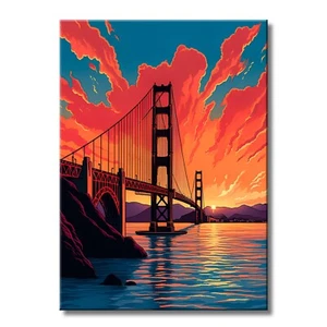Golden Gate Bridge Art, Sunset - Metal Wall Art - San Francisco Art | WallSmack - Imagen 1 de 11
