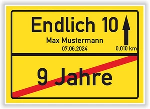 Geschenk 10 Geburtstag personalisiertes Ortsschild Deko Bild für Junge Mädchen - Bild 1 von 7
