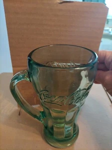 Glass Coca Cola Vintage Libby Original Green Mug w/Handle Heavy Single - Picture 1 of 3