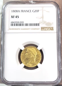 1808 FRANCE GOLD 20 FRANCS EMPEROR NAPOLEON BONAPARTE NGC XF 45 GREAT COIN - Picture 1 of 3