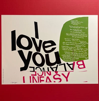 Póster de la hermana Mary Corita Kent I Love You 10x14 de colección 1968 impreso usado en excelente estado Foto 1 de 2