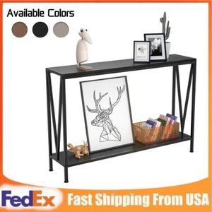 Console Table 2-Tier Storage Shelf Narrow Long Sofa Table for Entryway Hallway - Picture 1 of 29