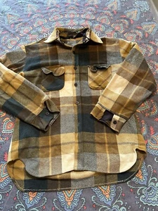 1950s Monterey Club Sportswear Wool Flannel Shirt Plaid-Distressed-L/XL - Picture 1 of 11