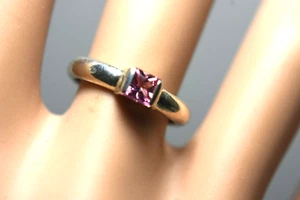 Tiffany & Co Tourmaline Princess Cut Sterling Silver Stackable Ring Sizable 5 T - Picture 1 of 4