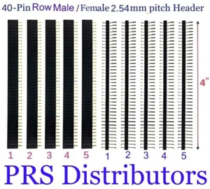 40-Pin Header 0.1" 2.54mm Breadboard PCB Strip 5 Male + 5 Female USA SELLER - Picture 1 of 6