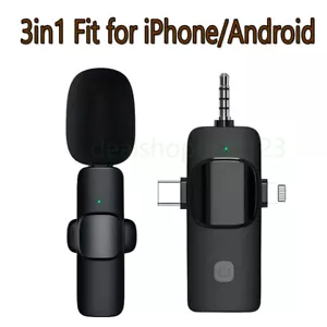 Wireless Lavalier Microphone Clip on Lapel For iPhone/iPad/Android Phone Laptop - Picture 1 of 11