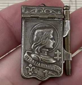 Tiny Antique French Art Nouveau Joan of Arc Dance Card c1910 - Picture 1 of 4
