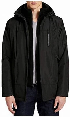 NWT Calvin Klein Mens Midweight Hooded Jacket w/Bib Black Size 2XL $225 6D497 - Image 1 of 2