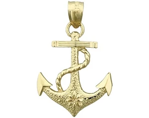 Colgante de cuerda y ancla de barco de oro 14K de 25 mm - Imagen 1 de 6