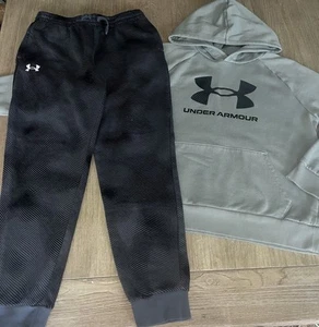 Under Armour Boy L 14/16 Rival Fleece Logo Print Hoodie & Matching Print Joggers - Picture 1 of 9