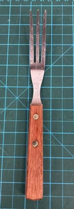 Vintage Ekco Meat Fork Stainless Steel Wood Handle USA Kitchen Utensil BBQ Tool - Picture 1 of 7