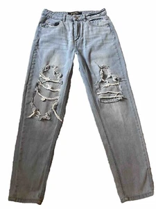 Indigo Rein Jeans Womens size 9 Blue Light Wash Denim Stretch Very Distressed - Picture 1 of 9
