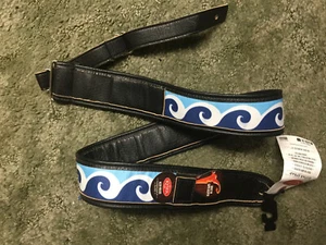 Kyser KS3B Ocean Wave Leather Guitar Strap with "Capo Keeper" - NEW - Picture 1 of 4
