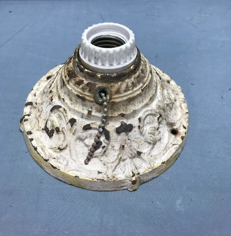Vintage Decorative Single Cast Iron Ceiling Mount Light Fixture Old 507-23B Cover