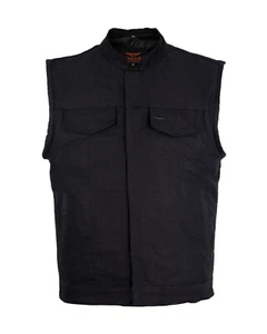 Biker Black Men's Motorcycle Concealed Gun Pockets Denim CLUB VEST® - Picture 1 of 5