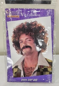 NEW California Costume Disco Dirt Bag Wig with Moustache Adult Unisex Halloween - Picture 1 of 6