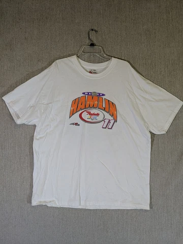 Chase Authentics Nascar Denny Hamlin Men's T Shirt 2XL White Cotton Racing Cover